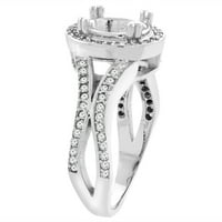 14k бяло злато Diamond Halo Истински мистичен топаз пръстен Разцепена шина Овал 8x, размер 9