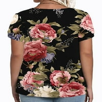 Abtel жени тениска v шия плюс размер върхове бохемски летни тениски Дами салон празнична блуза розово 4xl