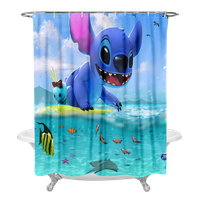 Lilo & Stitch карикатура полиестер тъкан душ завеса душ завеса водоустойчива декорация за домашно декорация за къпане трайно с куки-a ， 150*