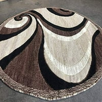 Кръгла съвременен район килим бежов кафяв черен дизайн