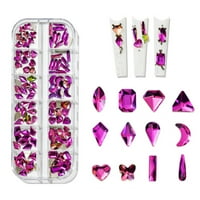 Yolai Nail Arts Rhinestones Kit Мулти Форми Стъклени камъни за нокти за нокти + Пластени нокти скъпоценни камъни за нокти