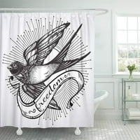 Хипстър Красиво детайлен реколта летяща лястовица птица графична елегантна баня декор за баня за баня душ завеса