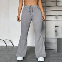 Cacommark Pi Женски панталони плюс размери разтвор женски небрежен твърд цвят йога спортни панталон