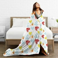 Противопилно ултра-меко покритие за микро руно за диван за легло, бяла романтична любовна одеяло за хвърляне на Doodle за всички сезони, 50 x40