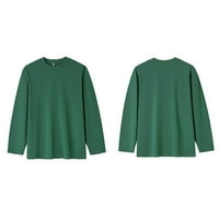 Wefuesd мъжки тениска Мъжки модна пролет и лято ежедневно дълъг ръкав кръгла шия солидна тениска тениска мъжки тениски зелени 5xl