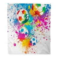 Фланелен хвърлете одеяло спортен футбол цветните футболи на стадион с бяла топка мек за диван и диван