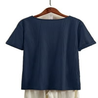 Жени ежедневни ризи за печат лято с късо ръкав офис памучен бельо блуза