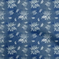 Oneoone памучен камбричен синя тъкан флорален и рокля Материя от печат от печат на двора