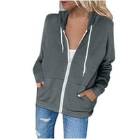 Dyegold Women Overable zip up качулки суичъри y2k дрехи тийнейджърка есен модни ежедневни яке за теглене с джоб