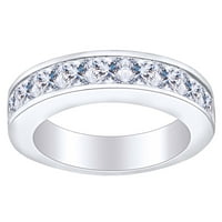 Принцеса форма Уайт естествен диамантен канал комплект сватбена лента пръстен в 14k твърд бял златен пръстен размер-9