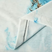 Penkiiy fashion жени летни ежедневни кръгли шия с къс ръкав отпечатани дами върхове блуза тениска резервоар за резервоари свободни годни тренировки xxl небесно синьо на клирънс