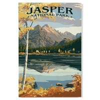 Национален парк Джаспър, Канада, Longs Peak и Bear Lake Fall Birch Wood Wall Sign
