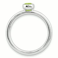 Le & Lu Sterling Silver Изрази се изрази с нисък кръгъл перидот пръстен LAL10999