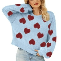 IOPQO пуловери за жени за жени Свети Валентин Сладък любовен модел плетен пуловер мек и гладък красив пуловер Женски върхове