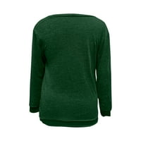 Дамски пуловери пуловери плетене на една кука пуловери Леки зелени 2xl